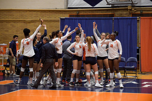 The Orange handled the Demon Deacons after dropping the second set by winning the next two. This picture is from Syracuse's steamrolling of Virginia Tech, 3-0, on Oct. 27. 