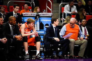 Brad Pike, a Syracuse trainer on the far right, is a big part of designing the Orange's nutrition plan.